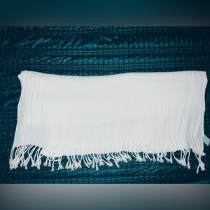Plain White Fringed Scarf ~ Slightly used ~ 100% Rayon ~ Dry clean only